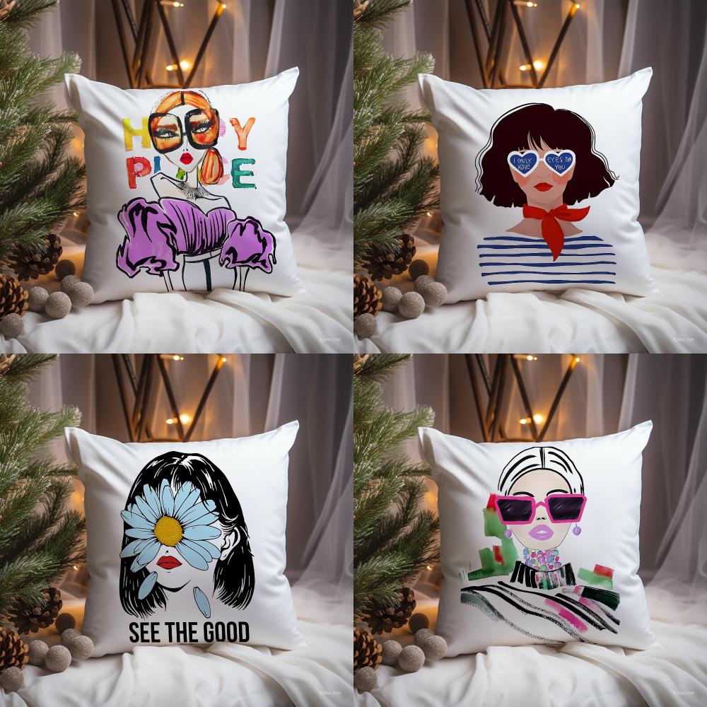 Sarung Bantal Ilustrasi Wanita - Interior Design Illustrated ulasan dan harga