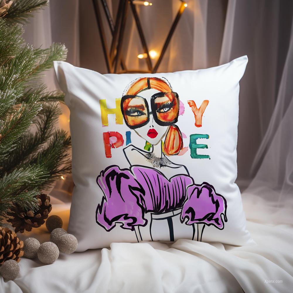 Sarung Bantal Ilustrasi Wanita - Interior Design Illustrated ulasan dan harga