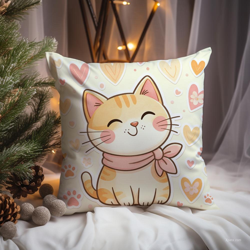 Sarung Bantal Ilustrasi Kucing - Interior Design Illustrated ulasan dan harga